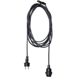 E27-fatning med Ute-kabel, 5 m, sort