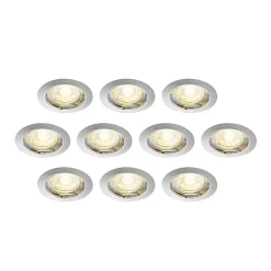 ELC Dakarra indbygnings-downlight, 10, GU10 nikkel