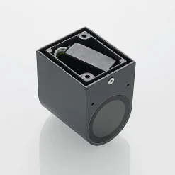 ELC udendørs væglampe Fijona, rund, 8,1 cm, grå, aluminium