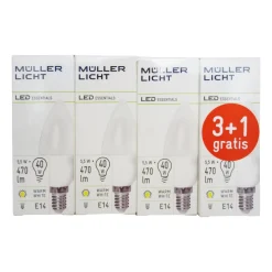 E14 LED-kertepære 5,5 W 2.700 K sæt 3+1 470lm mat