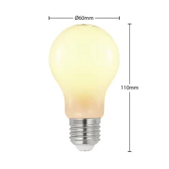 E27 LED-pære 6 W 2.700 K, kan dæmpes, opal