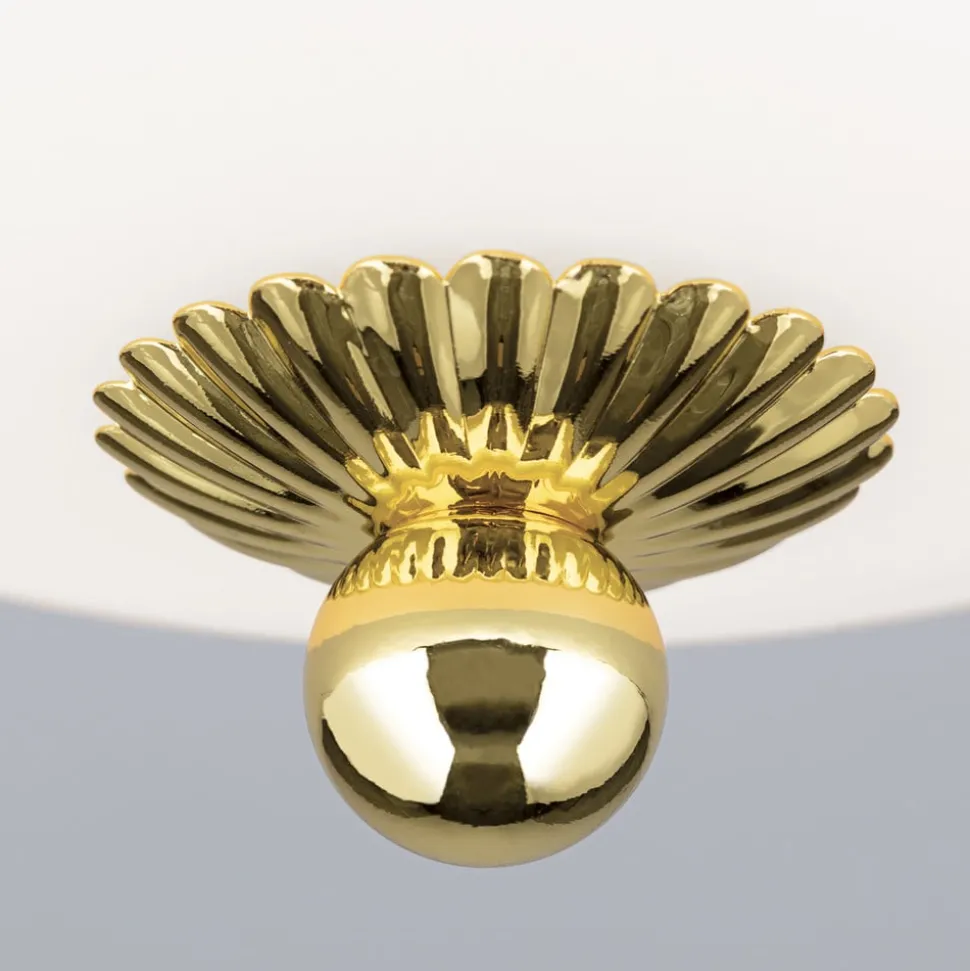 Empire loftlampe, Ø 26,5 cm, guld, matteret opalglas