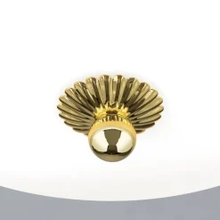 Empire loftlampe, Ø 35,5 cm, guld, matteret opalglas