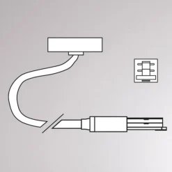 Endetilkobling Volare, kabel 2 m, baldakin, hvid