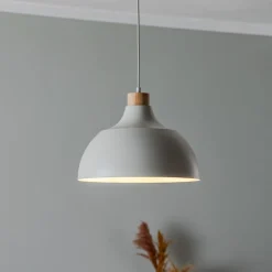 Envostar Kaitt hængelampe, beige, Ø 34 cm, trædetaljer