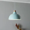 Envostar Kaitt hængelampe, mintgrøn, Ø 34 cm, trædetaljer