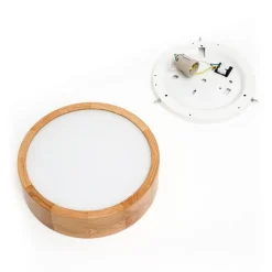 Envostar Kerio loftlampe, Ø 27 cm, naturrøget eg