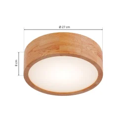 Envostar Kerio loftlampe, Ø 27 cm, naturrøget eg