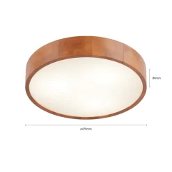 Envostar Kerio loftlampe, Ø47cm, rustik fyrretræ