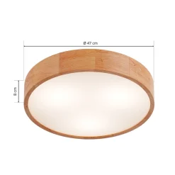 Envostar loftlampe Kerio, Ø 47 cm, naturligt egetræ
