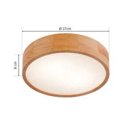 Envostar loftlampe Kerio, Ø 37 cm, naturligt egetræ
