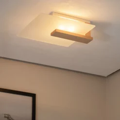 Envostar Peach Puff loftlampe med glas, træ