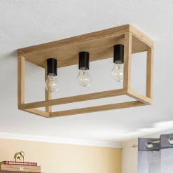 Envostar Rowan loftslampe i egetræ, 3fl