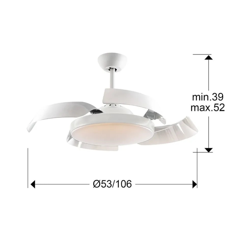Enzo LED-loftventilator, dæmpbar, CCT, hvid