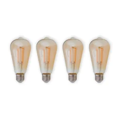 E27 rustik LED-pære 6 W 500lm rav 1.800 K 4 stk