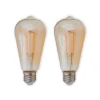E27 rustik LED-pære 6 W 500lm rav 1.800 K, 2 stk