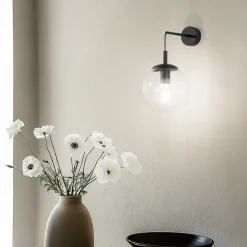 Esme væglampe, transparent, højde 45 cm, glas, E27