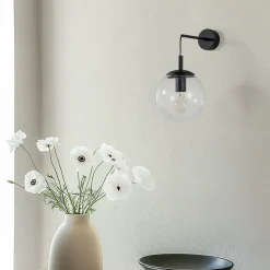 Esme væglampe, transparent, højde 45 cm, glas, E27