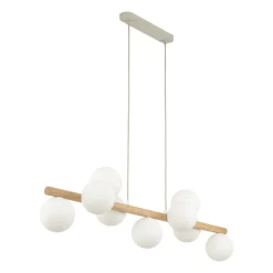 Estera hængelampe, opalglas, træ, 9 lyskilder