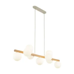Estera hængelampe, opalglas, træ, 9 lyskilder