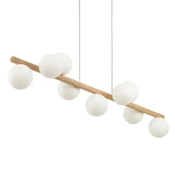 Estera hængelampe, opalglas, træ, 9 lyskilder