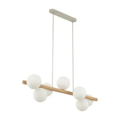 Estera hængelampe, opalglas, træ, 7 lyskilder