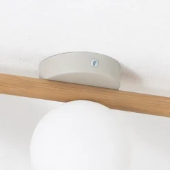 Estera loftlampe, opalglas, træ, 3 lyskilder
