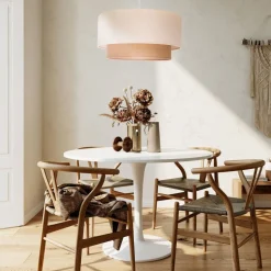 Euluna Boho pendellampe, beige, tekstil, Ø 45 cm