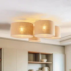 Euluna Lodge loftlampe, 4 lyskilder, jute