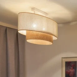 Euluna loftlampe Boho Cotton, beige, raffia natur, 80 cm