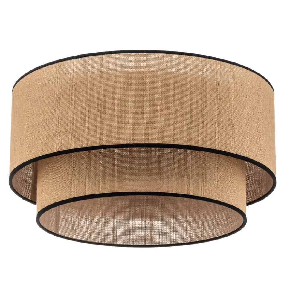 Euluna loftlampe Boho jute & sort, natur/sort, Ø45cm