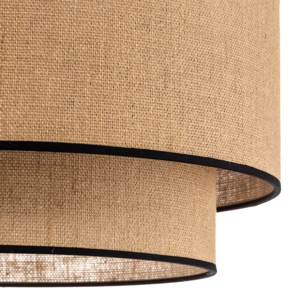 Euluna loftlampe Boho jute & sort, natur/sort, Ø45cm