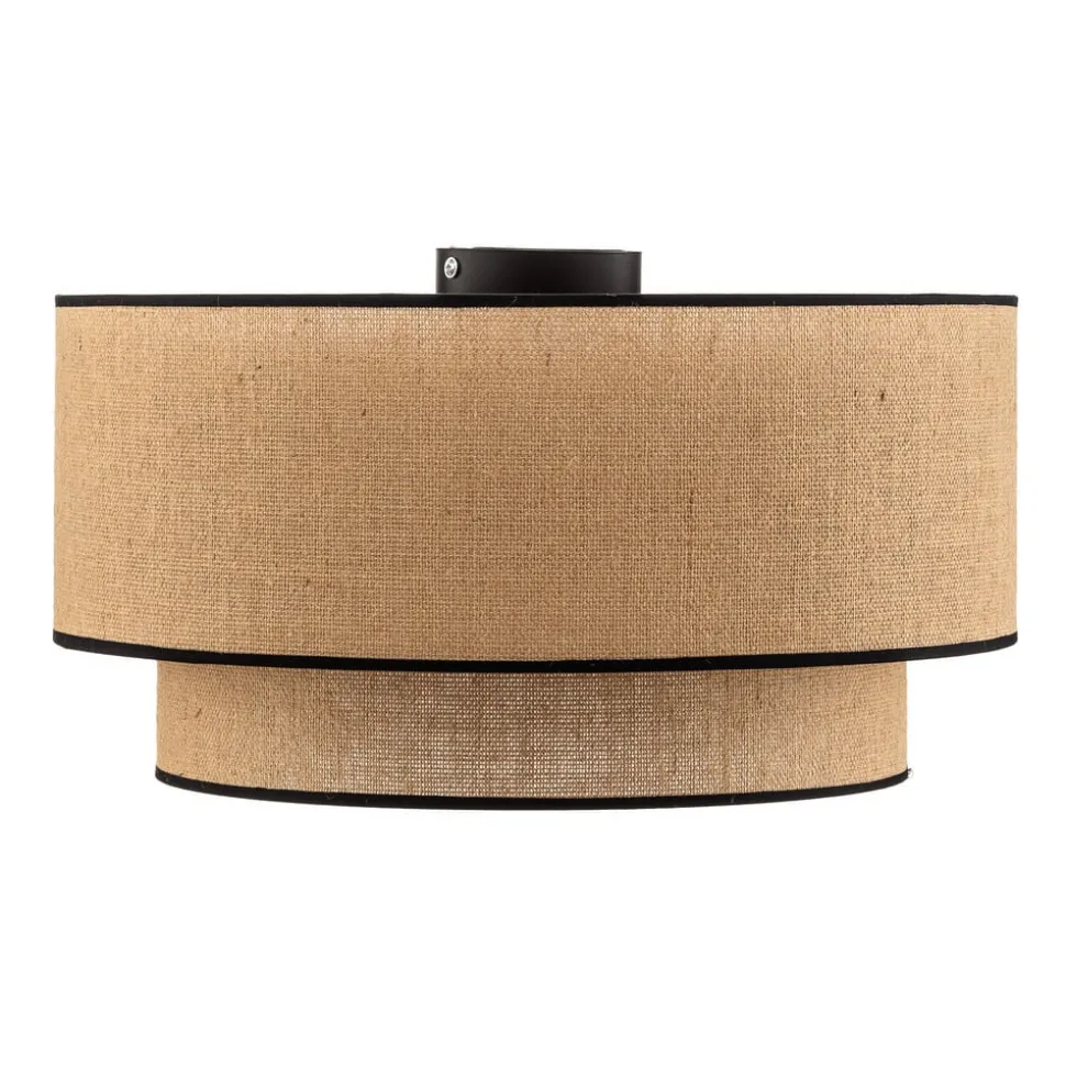 Euluna loftlampe Boho jute & sort, natur/sort, Ø45cm