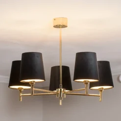 Euluna lysekrone Nita, sort/guld, 5 lyskilder