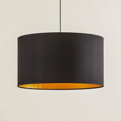 Euluna Roller hængelampe, sort/guld, Ø 45 cm