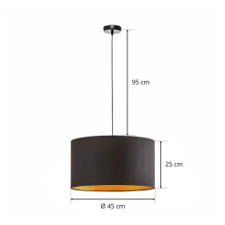 Euluna Roller hængelampe, sort/guld, Ø 45 cm