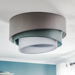 Euluna Trio monocolor loftslampe, grå, Ø 60 cm, tekstil