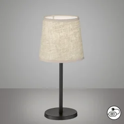 Eve bordlampe, hørskærm, sort/sand