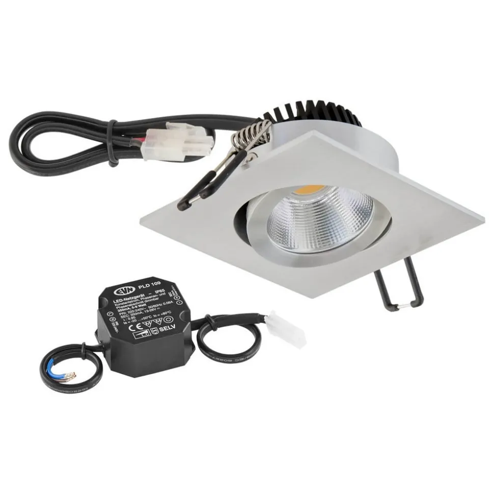 EVN PC20 indbygning, fasedæmper 3.000 K aluminium