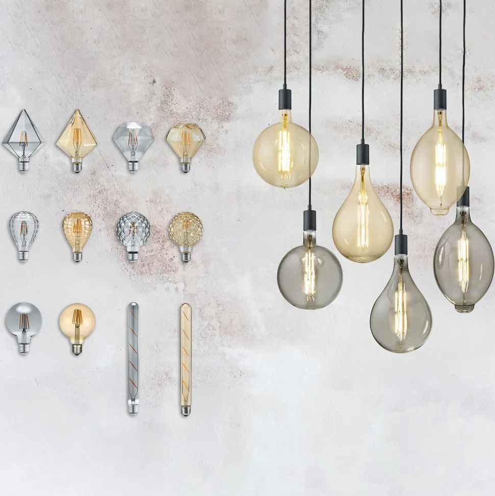 E27 4 W 2.700K Diamant LED-pære, ravgul