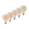 E27 3,8 W LED G95 2.700 K 340lm riller, rav, 5 stk