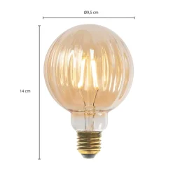 E27 3,8 W LED G95 2.700 K 340lm riller, rav, 5 stk
