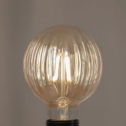 E27 3,8 W LED G95 2.700 K 340lm riller, rav, 5 stk
