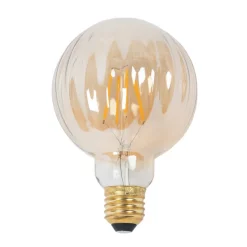 E27 3,8W LED-pære G95, 2700K, 340lm, riller ravfarvet
