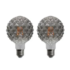 E27 3,8 W LED-pære G95 918 struktur, røg, 2 stk