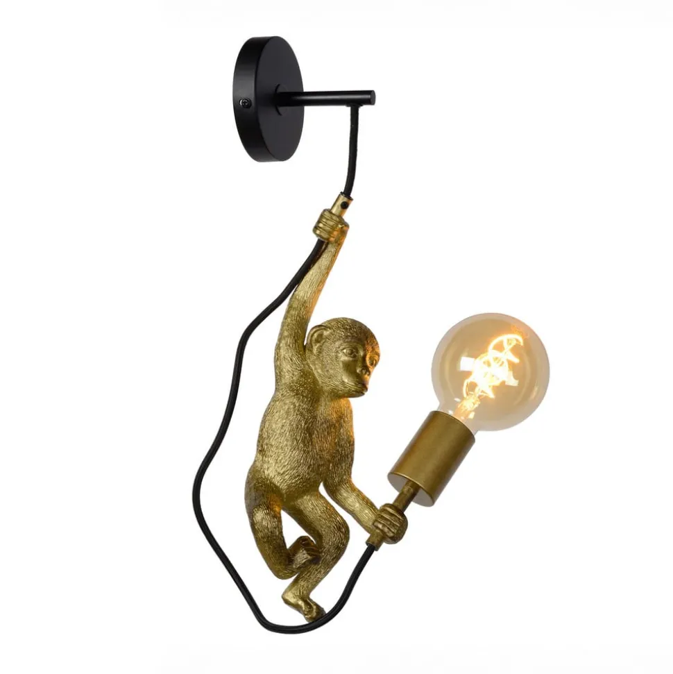 Extravaganza Chimp væglampe, guld mat/sort