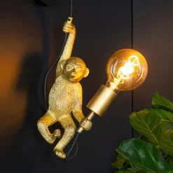 Extravaganza Chimp væglampe, guld mat/sort