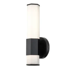 Facet Single LED-væglampe til bad, 3.000 K, sort