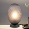 Facette bordlampe, røgfarvet grå, højde 29 cm, glas, E27