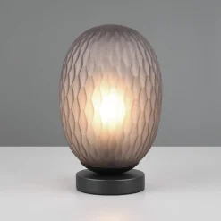 Facette bordlampe, røgfarvet grå, højde 29 cm, glas, E27